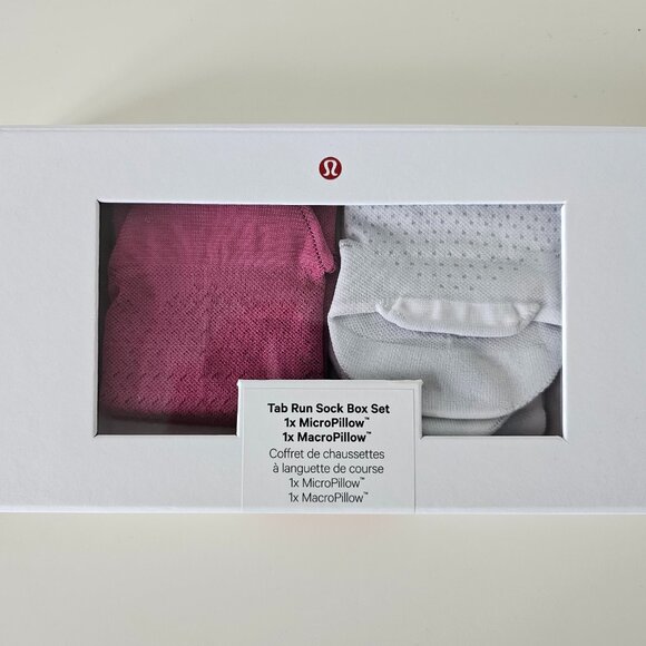 NWT LULULEMON White Pink Tab Run Socks Box Set Women's Large 2-Pack - Picture 1 of 8